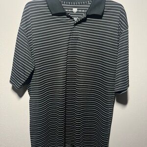 Men’s Black Nike White Striped Short Sleeve Golf Polo Size L